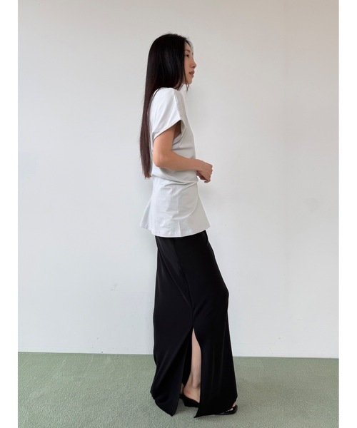 Didot.showroom（ディドット ショールーム）の「バックオープンウエストシェイプT（Tシャツ/カットソー・レディース・チャコール/シルバーグレー/ホワイト・FREE）」の14枚目の写真