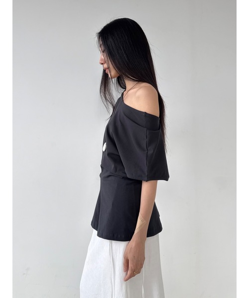 Didot.showroom（ディドット ショールーム）の「バックオープンウエストシェイプT（Tシャツ/カットソー・レディース・チャコール/シルバーグレー/ホワイト・FREE）」の15枚目の写真