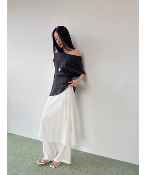 Didot.showroom（ディドット ショールーム）の「バックオープンウエストシェイプT（Tシャツ/カットソー・レディース・チャコール/シルバーグレー/ホワイト・FREE）」の20枚目の写真