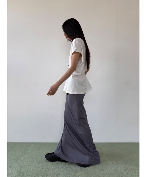 Didot.showroom（ディドット ショールーム）の「バックオープンウエストシェイプT（Tシャツ/カットソー・レディース・チャコール/シルバーグレー/ホワイト・FREE）」の10枚目の写真