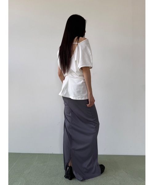 Didot.showroom（ディドット ショールーム）の「バックオープンウエストシェイプT（Tシャツ/カットソー・レディース・チャコール/シルバーグレー/ホワイト・FREE）」の9枚目の写真