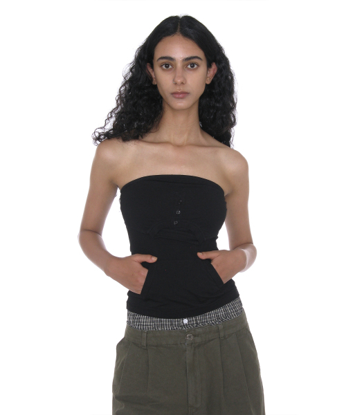 PARTIMENTO WOMEN(パルティメントウィメン)の「ディコンストラクテッドストラップレストップ_ブラック(Tシャツ/カットソー・レディース・その他・SMALL/MEDIUM/LARGE)」の1枚目の写真