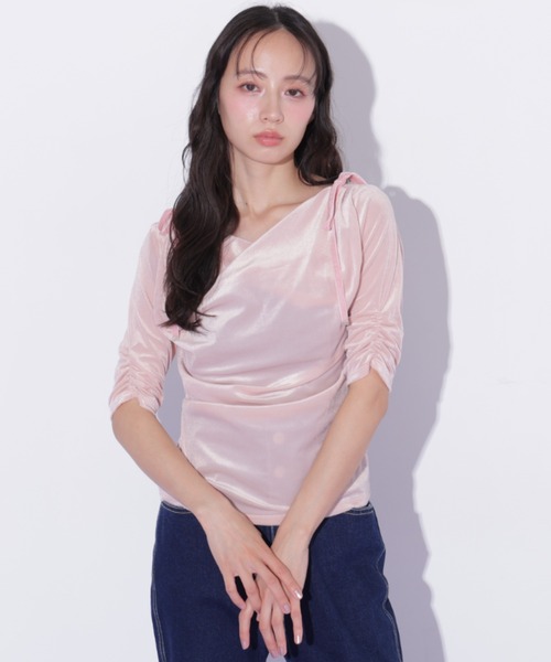 JILL by JILL STUART(ジルバイジルスチュアート)の「シアーベロアドレープトップス(Tシャツ/カットソー・レディース・ブラック/イエロー/ピンク・FREE)」の8枚目の写真