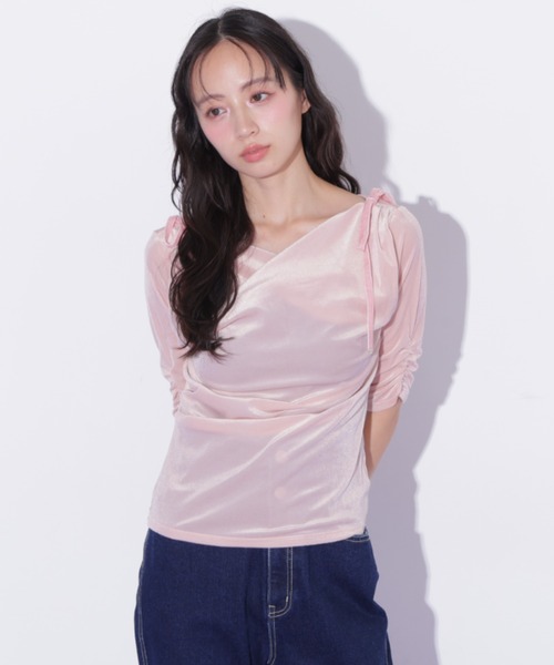 JILL by JILL STUART(ジルバイジルスチュアート)の「シアーベロアドレープトップス(Tシャツ/カットソー・レディース・ブラック/イエロー/ピンク・FREE)」の10枚目の写真