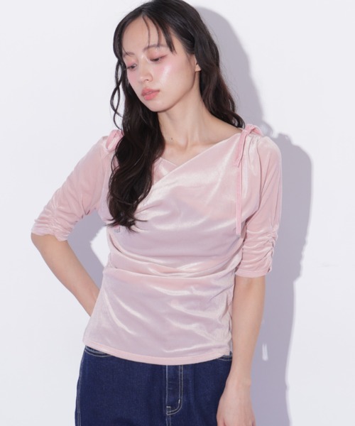 JILL by JILL STUART(ジルバイジルスチュアート)の「シアーベロアドレープトップス(Tシャツ/カットソー・レディース・ブラック/イエロー/ピンク・FREE)」の11枚目の写真