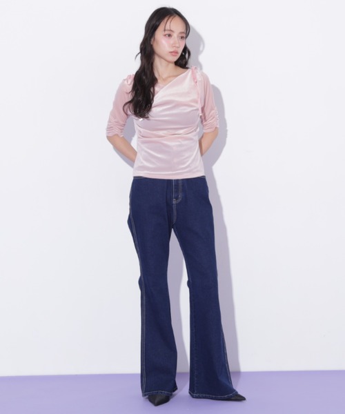 JILL by JILL STUART(ジルバイジルスチュアート)の「シアーベロアドレープトップス(Tシャツ/カットソー・レディース・ブラック/イエロー/ピンク・FREE)」の13枚目の写真