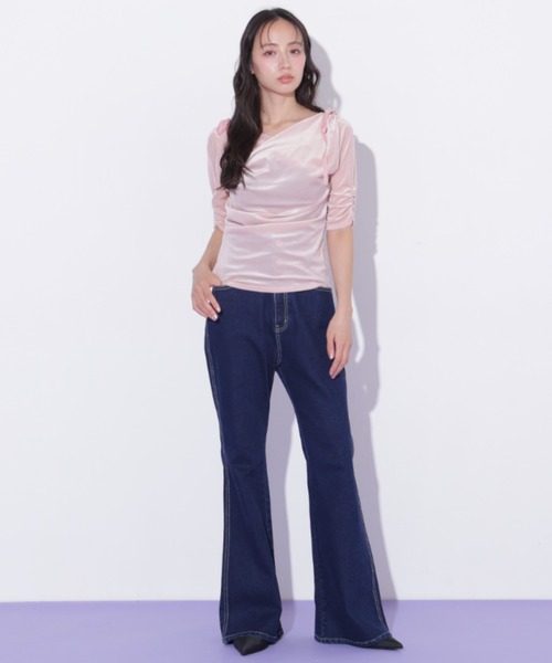JILL by JILL STUART(ジルバイジルスチュアート)の「シアーベロアドレープトップス(Tシャツ/カットソー・レディース・ブラック/イエロー/ピンク・FREE)」の12枚目の写真