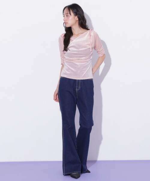 JILL by JILL STUART(ジルバイジルスチュアート)の「シアーベロアドレープトップス(Tシャツ/カットソー・レディース・ブラック/イエロー/ピンク・FREE)」の14枚目の写真