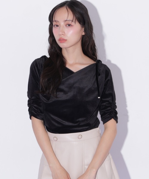 JILL by JILL STUART(ジルバイジルスチュアート)の「シアーベロアドレープトップス(Tシャツ/カットソー・レディース・ブラック/イエロー/ピンク・FREE)」の17枚目の写真
