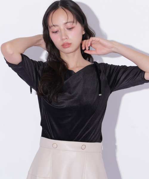 JILL by JILL STUART(ジルバイジルスチュアート)の「シアーベロアドレープトップス(Tシャツ/カットソー・レディース・ブラック/イエロー/ピンク・FREE)」の19枚目の写真