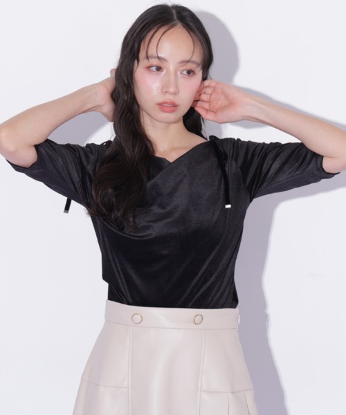 JILL by JILL STUART(ジルバイジルスチュアート)の「シアーベロアドレープトップス(Tシャツ/カットソー・レディース・ブラック/イエロー/ピンク・FREE)」の20枚目の写真