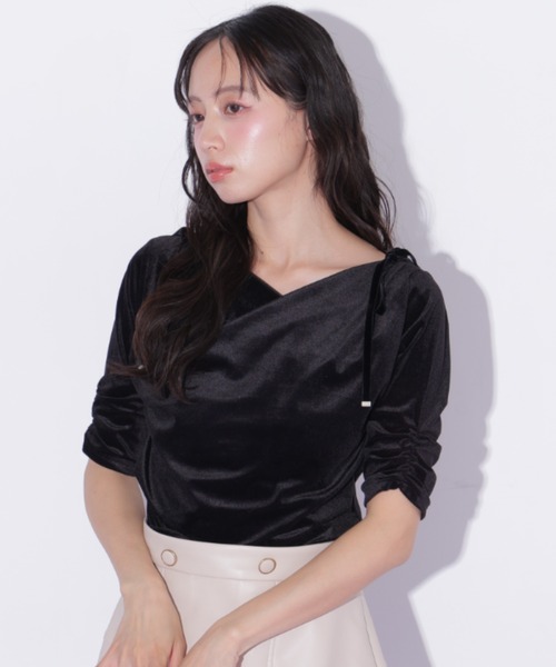 JILL by JILL STUART(ジルバイジルスチュアート)の「シアーベロアドレープトップス(Tシャツ/カットソー・レディース・ブラック/イエロー/ピンク・FREE)」の18枚目の写真