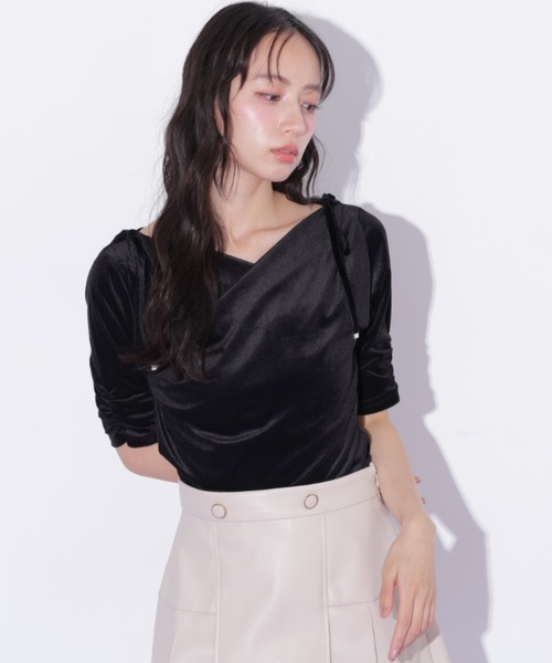 JILL by JILL STUART(ジルバイジルスチュアート)の「シアーベロアドレープトップス(Tシャツ/カットソー・レディース・ブラック/イエロー/ピンク・FREE)」の16枚目の写真