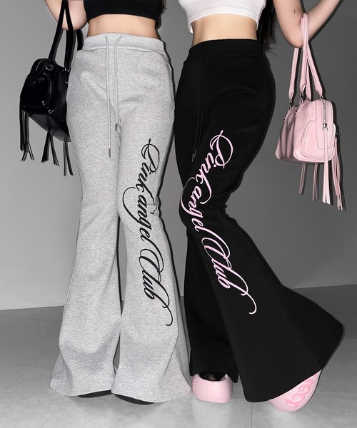 me+em select(ミームセレクト)の「【 PINK ANGEL CLUB 】レタリングロゴスウェットフレアパンツ / PINK ANGEL CLUB lettering logo sweat flare pants(スウェットパンツ・レディース・グレー/ブラック・FREE)」の12枚目の写真
