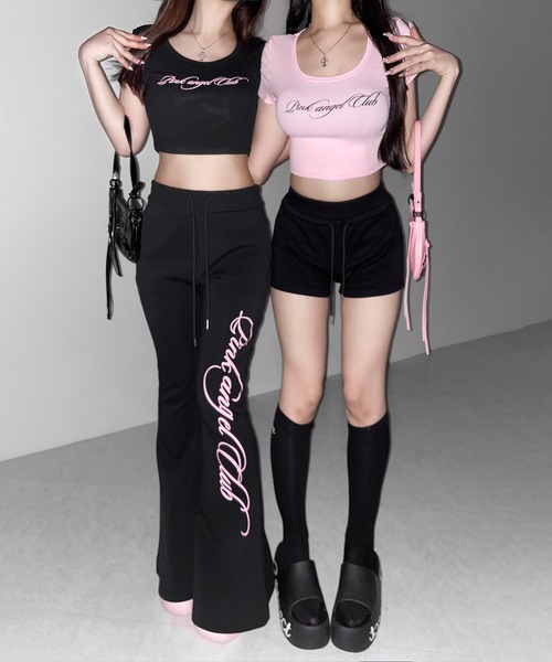 me+em select(ミームセレクト)の「【 PINK ANGEL CLUB 】レタリングロゴスウェットフレアパンツ / PINK ANGEL CLUB lettering logo sweat flare pants(スウェットパンツ・レディース・グレー/ブラック・FREE)」の22枚目の写真