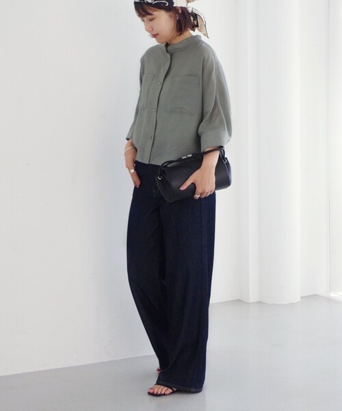 SHIPS(シップス)の「〈手洗い可〉NEW シルク混 シアー 羽織 シャツ(シャツ/ブラウス・レディース・ライトグリーン/ライトブルー/カーキ・ONE SIZE)」の5枚目の写真