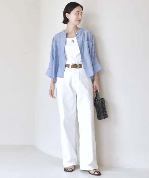 SHIPS(シップス)の「〈手洗い可〉NEW シルク混 シアー 羽織 シャツ(シャツ/ブラウス・レディース・ライトグリーン/ライトブルー/カーキ・ONE SIZE)」の11枚目の写真