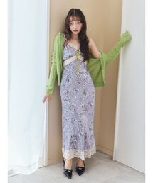 レーストリムサテンキャミワンピース