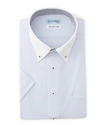 【冷感/完全ノーアイロン】半袖アイシャツ【アイスセンサー】ボタンダウン クレリック