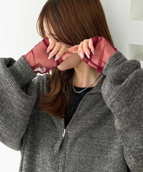 GeeRA(ジーラ)の「袖切り替えカットソープルオーバー【レース/ドット/チュール】(Tシャツ/カットソー・レディース・ブラック×レッド/オフホワイト/ブラック系その他・X-LARGE/LARGE/MEDIUM)」の11枚目の写真