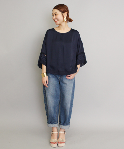 mystic(ミスティック)の「【mystic】かぎ針レースプルオーバー(シャツ/ブラウス・レディース・オフホワイト/グリーン/ネイビー/ピンク・フリ-)」の10枚目の写真