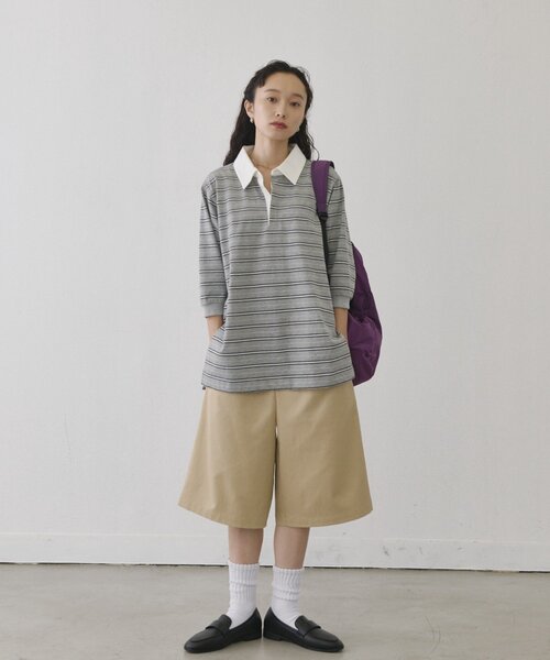 COLONY 2139(コロニートゥーワンスリーナイン)の「マルチボーダーラガーチュニック(Tシャツ/カットソー・レディース・グレー/レッド・FREE)」の8枚目の写真