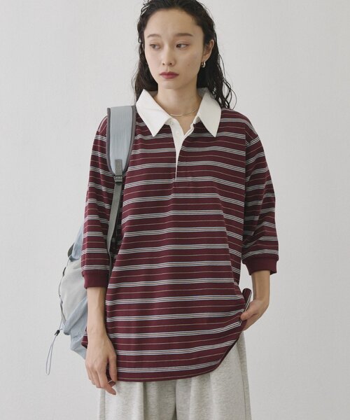 COLONY 2139(コロニートゥーワンスリーナイン)の「マルチボーダーラガーチュニック(Tシャツ/カットソー・レディース・グレー/レッド・FREE)」の13枚目の写真