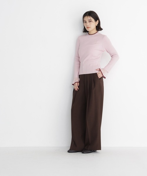 NATURAL BEAUTY BASIC(ナチュラルビューティーベーシック)の「シアーフレアカフスリブニット(ニット/セーター・レディース・ベージュ系その他/ピンク系その他2/オフホワイト/ブルー/ダークブラウン/チャコールグレー/ブラック・フリ-)」の14枚目の写真