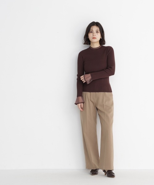 NATURAL BEAUTY BASIC(ナチュラルビューティーベーシック)の「シアーフレアカフスリブニット(ニット/セーター・レディース・ベージュ系その他/ピンク系その他2/オフホワイト/ブルー/ダークブラウン/チャコールグレー/ブラック・フリ-)」の19枚目の写真