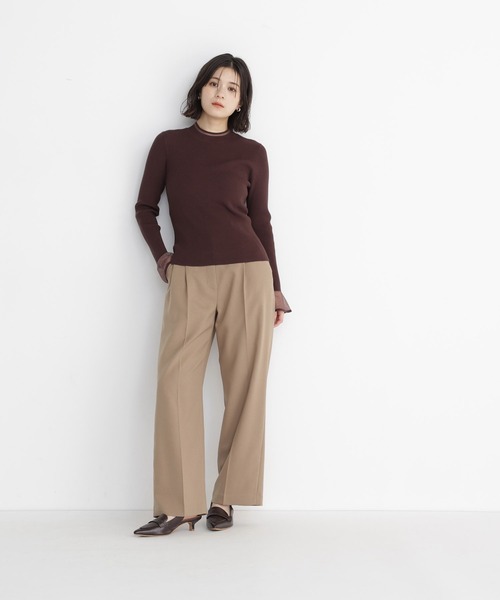 NATURAL BEAUTY BASIC(ナチュラルビューティーベーシック)の「シアーフレアカフスリブニット(ニット/セーター・レディース・ベージュ系その他/ピンク系その他2/オフホワイト/ブルー/ダークブラウン/チャコールグレー/ブラック・フリ-)」の21枚目の写真