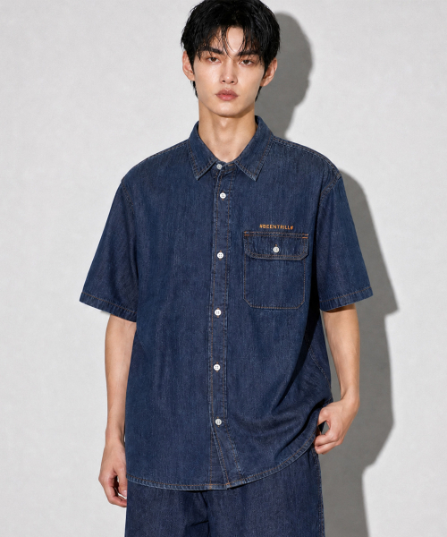 BEENTRILL(ビントリル)の「エッセンシャルデニム半袖シャツ(インディゴ)(その他トップス・メンズ・その他・2XL/LARGE/MEDIUM/X-LARGE)」の1枚目の写真