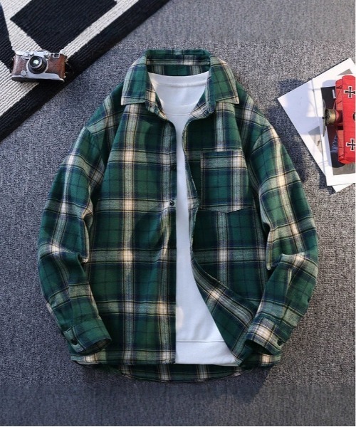 DOUBLE STEAL(ダブルスティール)の「DSクラシックチェックシャツ(シャツ/ブラウス・メンズ・グリーン/レッド・MEDIUM/LARGE/X-LARGE)」の1枚目の写真