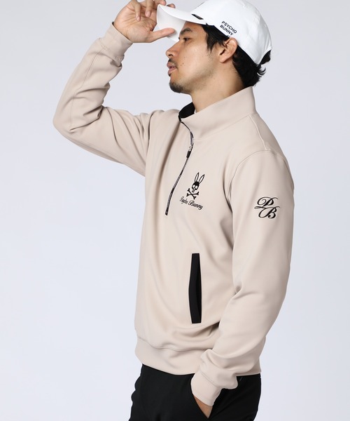Psycho Bunny（サイコバニー）の「[GOLF]ベアダンボール 刺繍ロゴ ハーフジップ プルオーバー（Tシャツ/カットソー・メンズ・ブラック/グレイッシュベージュ・MEDIUM/X-LARGE/LARGE）」の3枚目の写真