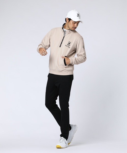 Psycho Bunny（サイコバニー）の「[GOLF]ベアダンボール 刺繍ロゴ ハーフジップ プルオーバー（Tシャツ/カットソー・メンズ・ブラック/グレイッシュベージュ・MEDIUM/X-LARGE/LARGE）」の5枚目の写真