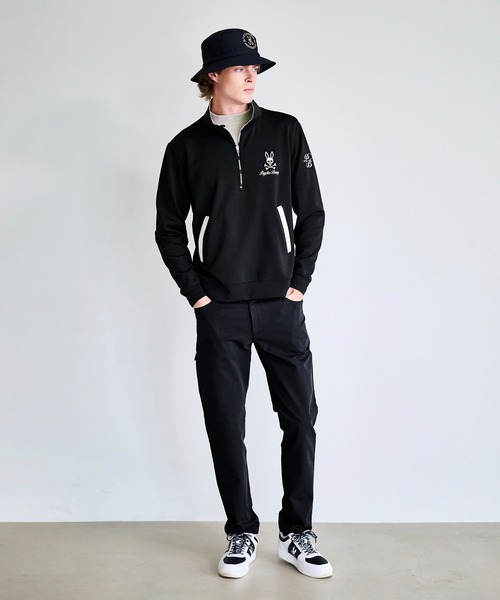 Psycho Bunny（サイコバニー）の「[GOLF]ベアダンボール 刺繍ロゴ ハーフジップ プルオーバー（Tシャツ/カットソー・メンズ・ブラック/グレイッシュベージュ・MEDIUM/X-LARGE/LARGE）」の13枚目の写真