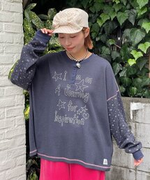 【HELLO.SANFRANCISCO/ハローサンフランシスコ】花柄プリントワッフルヘンリーTEE