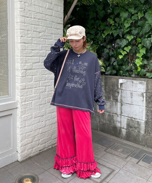 HELLO.SANFRANCISCO（ハローサンフランシスコ）の「【HELLO.SANFRANCISCO/ハローサンフランシスコ】花柄プリントワッフルヘンリーTEE（Tシャツ/カットソー・レディース・ネイビー/アイボリー・ONE SIZE）」の13枚目の写真