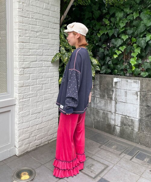 HELLO.SANFRANCISCO（ハローサンフランシスコ）の「【HELLO.SANFRANCISCO/ハローサンフランシスコ】花柄プリントワッフルヘンリーTEE（Tシャツ/カットソー・レディース・ネイビー/アイボリー・ONE SIZE）」の14枚目の写真