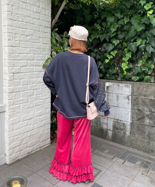 HELLO.SANFRANCISCO（ハローサンフランシスコ）の「【HELLO.SANFRANCISCO/ハローサンフランシスコ】花柄プリントワッフルヘンリーTEE（Tシャツ/カットソー・レディース・ネイビー/アイボリー・ONE SIZE）」の15枚目の写真