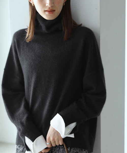La TOTALITE（ラトータリテ）の「【洗える】カフスドッキングタートルプルオーバー（ニット/セーター・レディース・チャコールグレー/ブラック・FREE）」の8枚目の写真