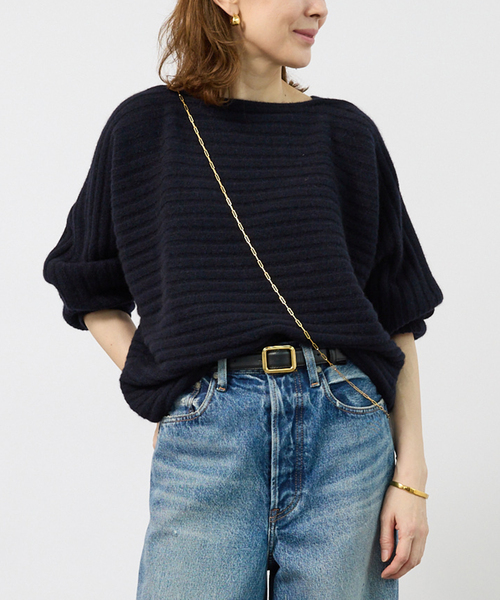 VERMEIL par iena（ヴェルメイユパーイエナ）の「Wool Yak Mix ドルマンニット（ニット/セーター・レディース・カーキ/ネイビー・FREE）」の15枚目の写真