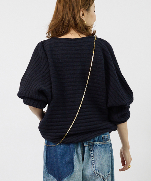 VERMEIL par iena（ヴェルメイユパーイエナ）の「Wool Yak Mix ドルマンニット（ニット/セーター・レディース・カーキ/ネイビー・FREE）」の16枚目の写真