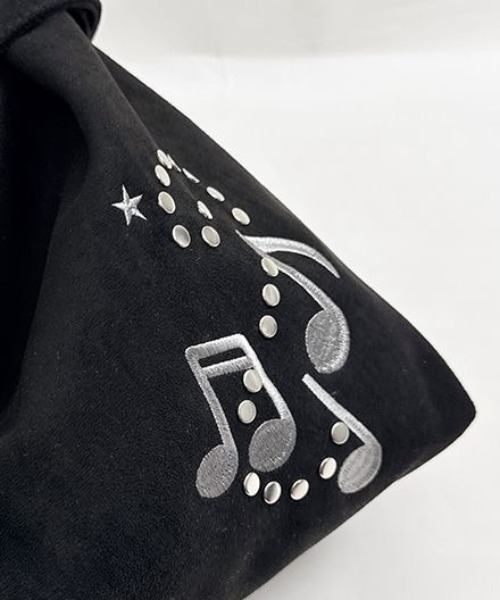 SHERU(シェル)の「音符刺繍 リベットショルダーバッグ Y2K ホーボーバッグ(ショルダーバッグ・レディース・ブラック・F)」の16枚目の写真