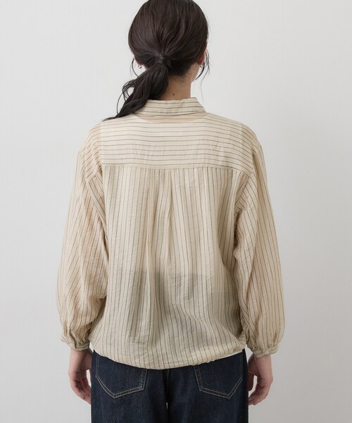 Dessin(デッサン)の「【秋羽織り/洗える】シアーストライプドロストシャツ(シャツ/ブラウス・レディース・ライトグレー系2/チャコール・01/02/03)」の22枚目の写真
