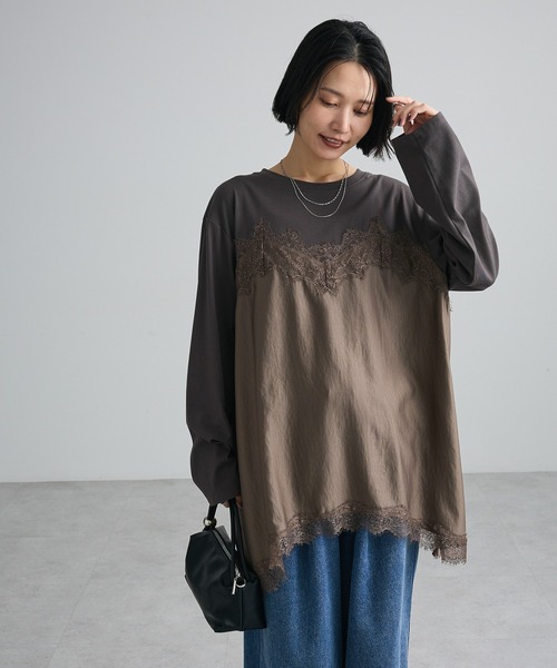 Green Parks(グリーンパークス)の「サテンビスチェドッキング長袖プルオーバー(Tシャツ/カットソー・レディース・モカ/アイボリー/ブラック・FREE)」の21枚目の写真