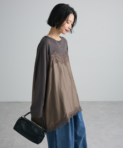 Green Parks(グリーンパークス)の「サテンビスチェドッキング長袖プルオーバー(Tシャツ/カットソー・レディース・モカ/アイボリー/ブラック・FREE)」の22枚目の写真