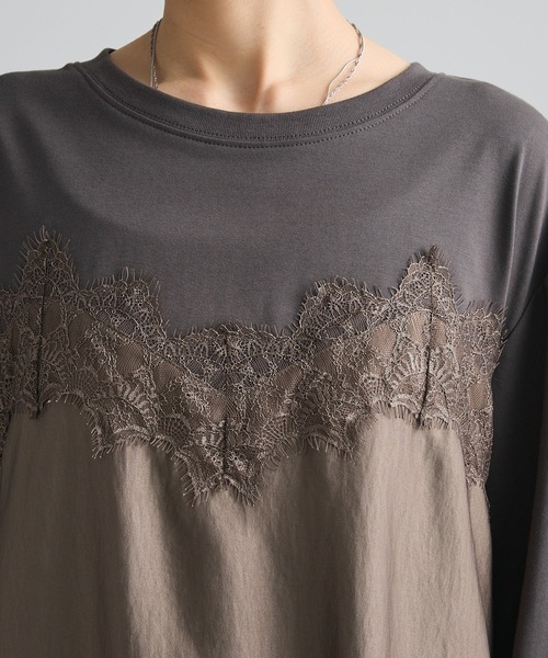 Green Parks(グリーンパークス)の「サテンビスチェドッキング長袖プルオーバー(Tシャツ/カットソー・レディース・モカ/アイボリー/ブラック・FREE)」の12枚目の写真