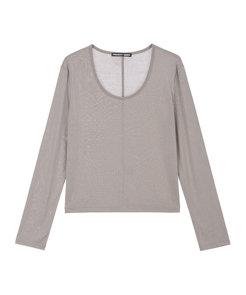 PROJECT WAVE(プロジェクトウェーブ)の「Row U Neck T Shirts (5color)(Tシャツ/カットソー・レディース・カーキ/アイボリー/オレンジ/Beige/ダークグレー・FREE)」の3枚目の写真