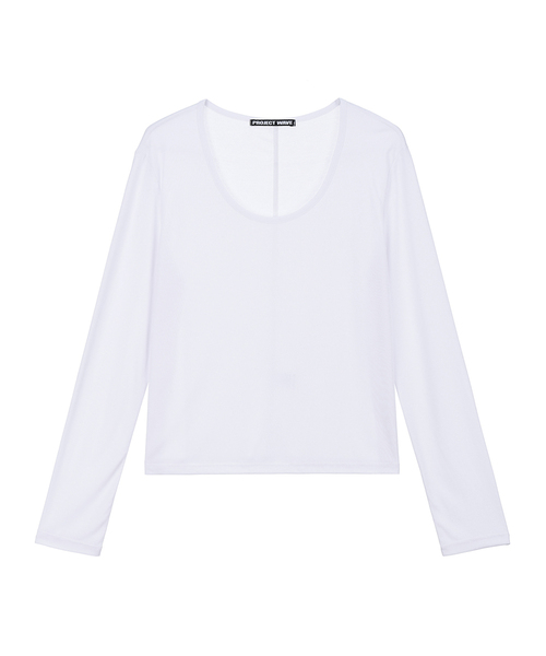 PROJECT WAVE(プロジェクトウェーブ)の「Row U Neck T Shirts (5color)(Tシャツ/カットソー・レディース・カーキ/アイボリー/オレンジ/Beige/ダークグレー・FREE)」の1枚目の写真