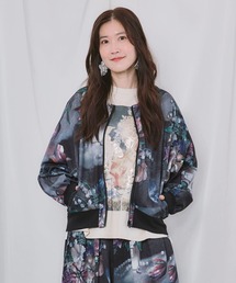 563201:ボタニカル柄 ジャージ風ブルゾン
